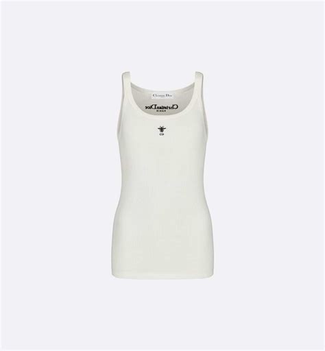 white chicks dior tank top|Dior white ribbed tank top.